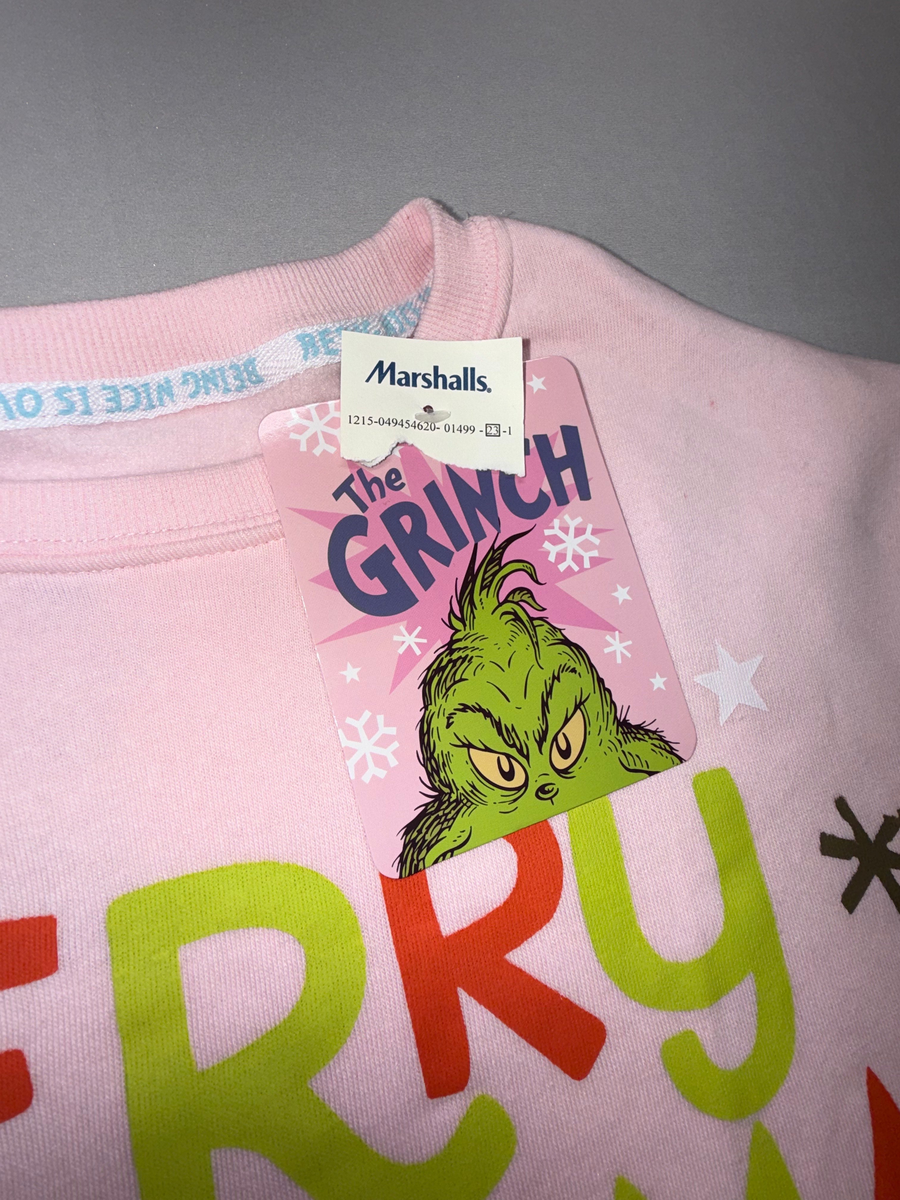 New Grinch Merry Grinchmas Sweatshirt Women's Medium Pink Christmas Graphic Holiday Pullover