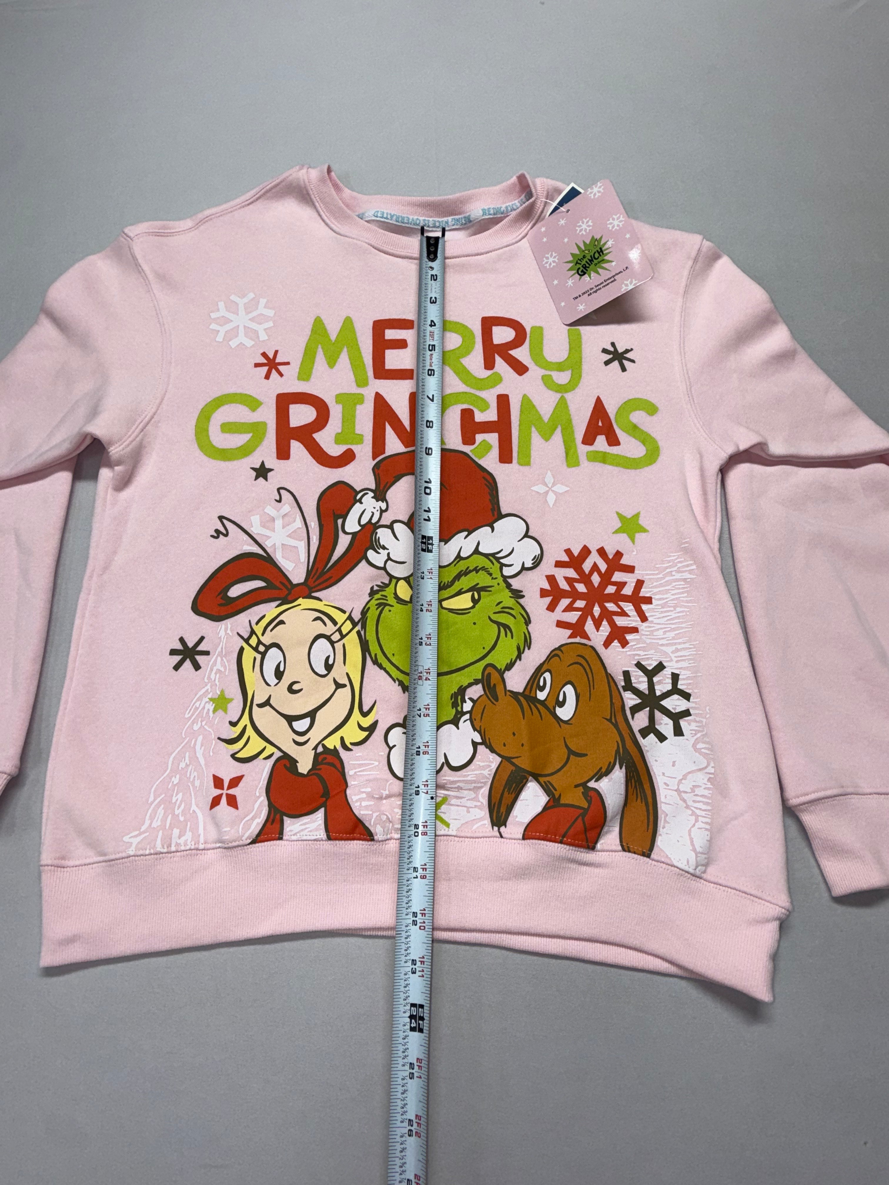 New Grinch Merry Grinchmas Sweatshirt Women's Medium Pink Christmas Graphic Holiday Pullover