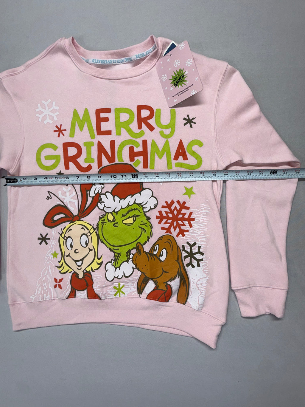 New Grinch Merry Grinchmas Sweatshirt Women's Medium Pink Christmas Graphic Holiday Pullover