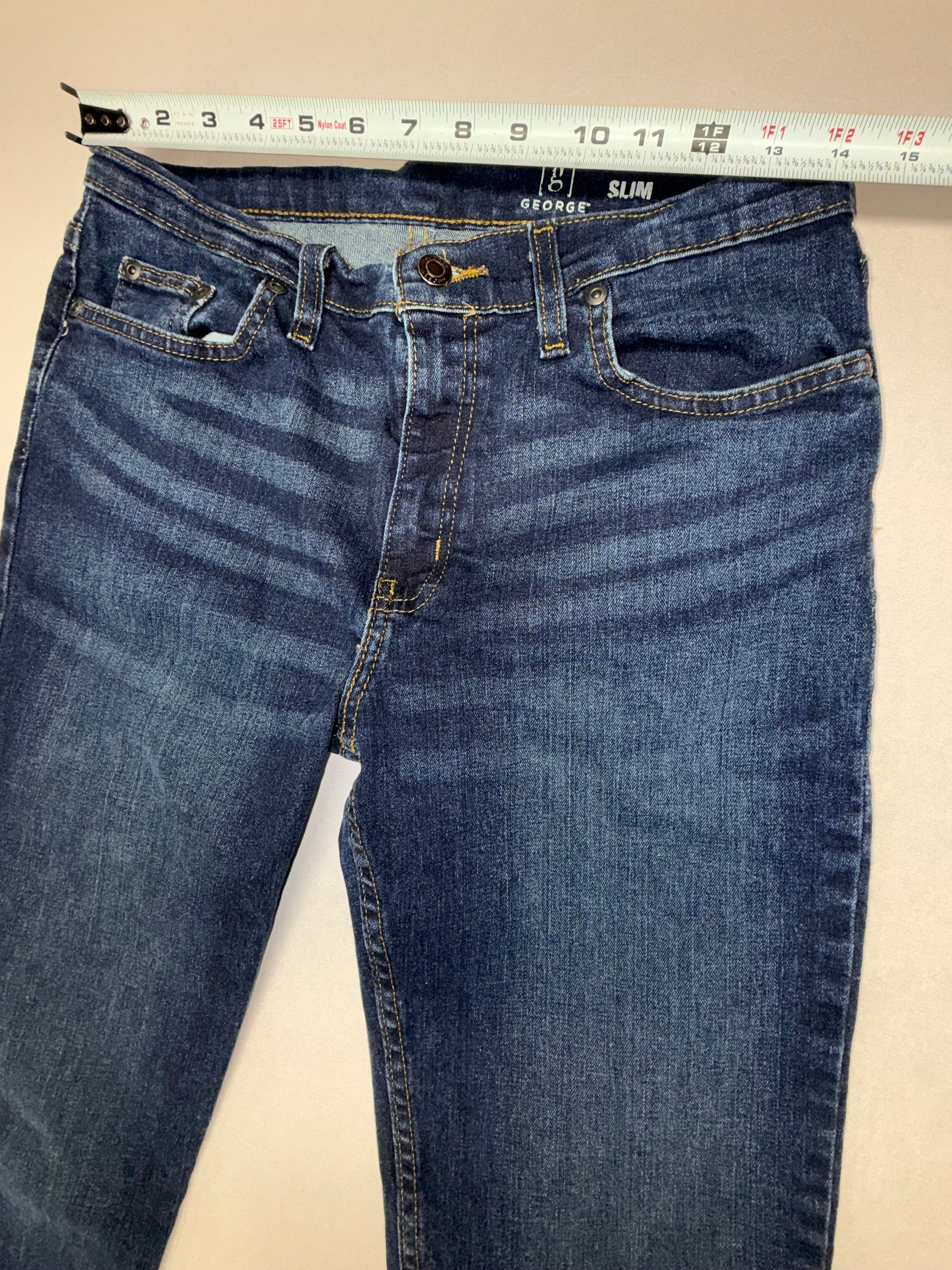 George Slim Fit Jeans Men's 31x30 Dark Wash Straight Leg Denim Pants EUC