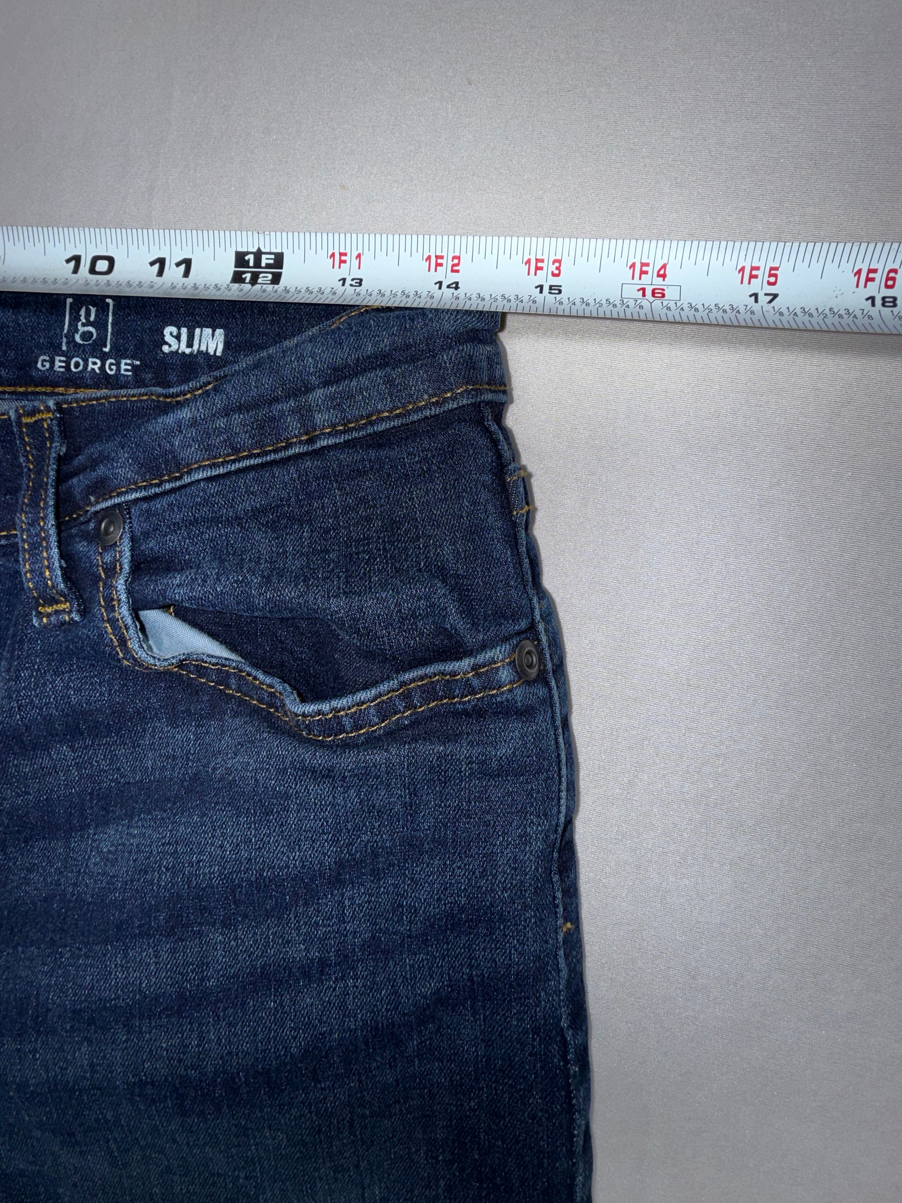George Slim Fit Jeans Men's 31x30 Dark Wash Straight Leg Denim Pants EUC