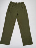 Women's Olive Green Stretch Size Large Stretch Elastic Waist Straight Leg Work Trousers