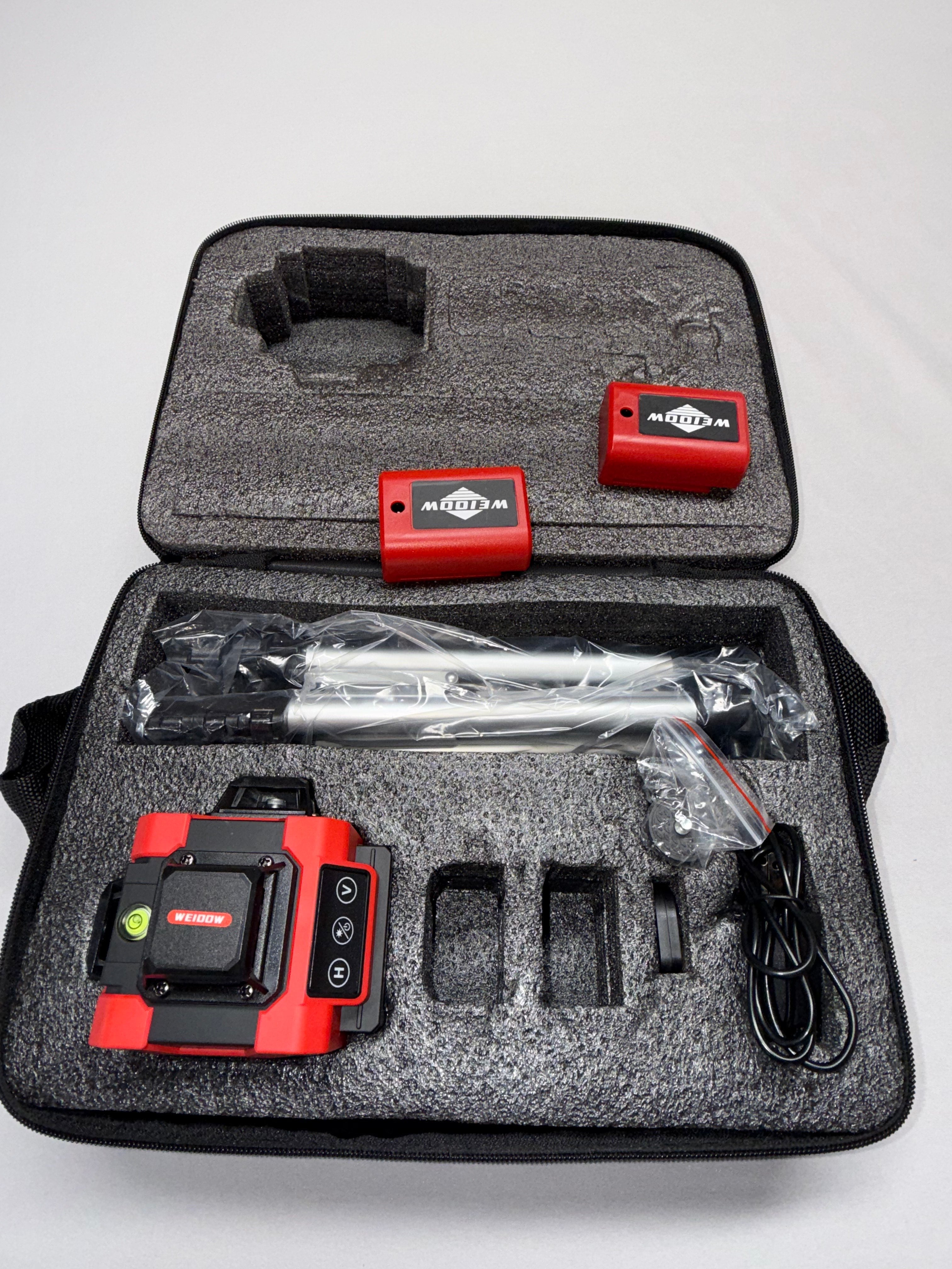 WEIDDOW Self Leveling Laser Level Kit w/ 2 Batteries Tripod Case New