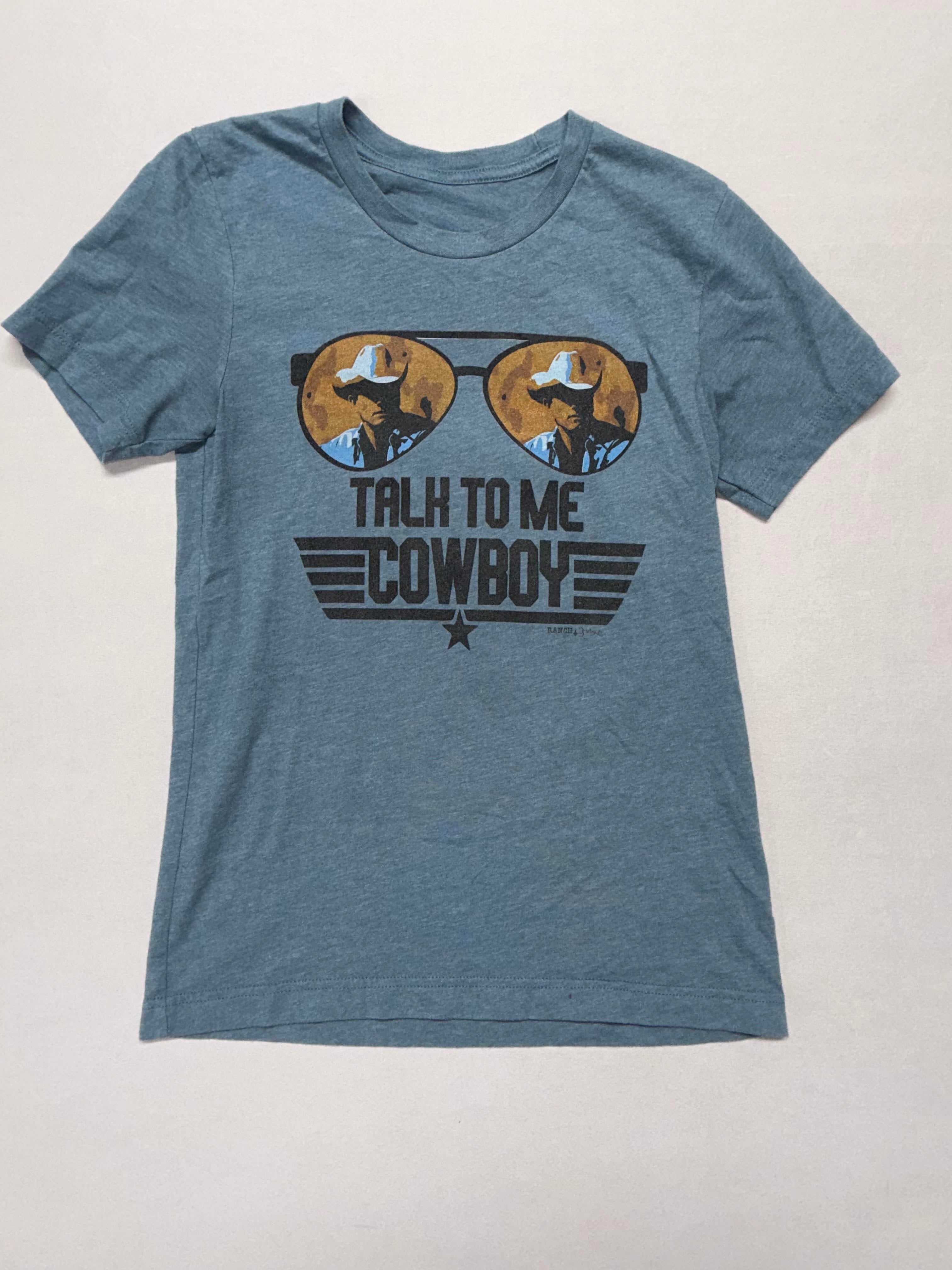 Women's "Talk to Me Cowboys" Graphic T-Shirt - Western Cowboy Sunglasses Tee Size M